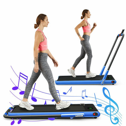 2 in 1 Folding Treadmill Electric Walking Running Machine Bluetooth LED Display