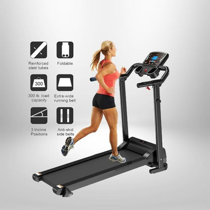 Electric Treadmill Folding Running Machine with 9% Incline Gym Home Motorized