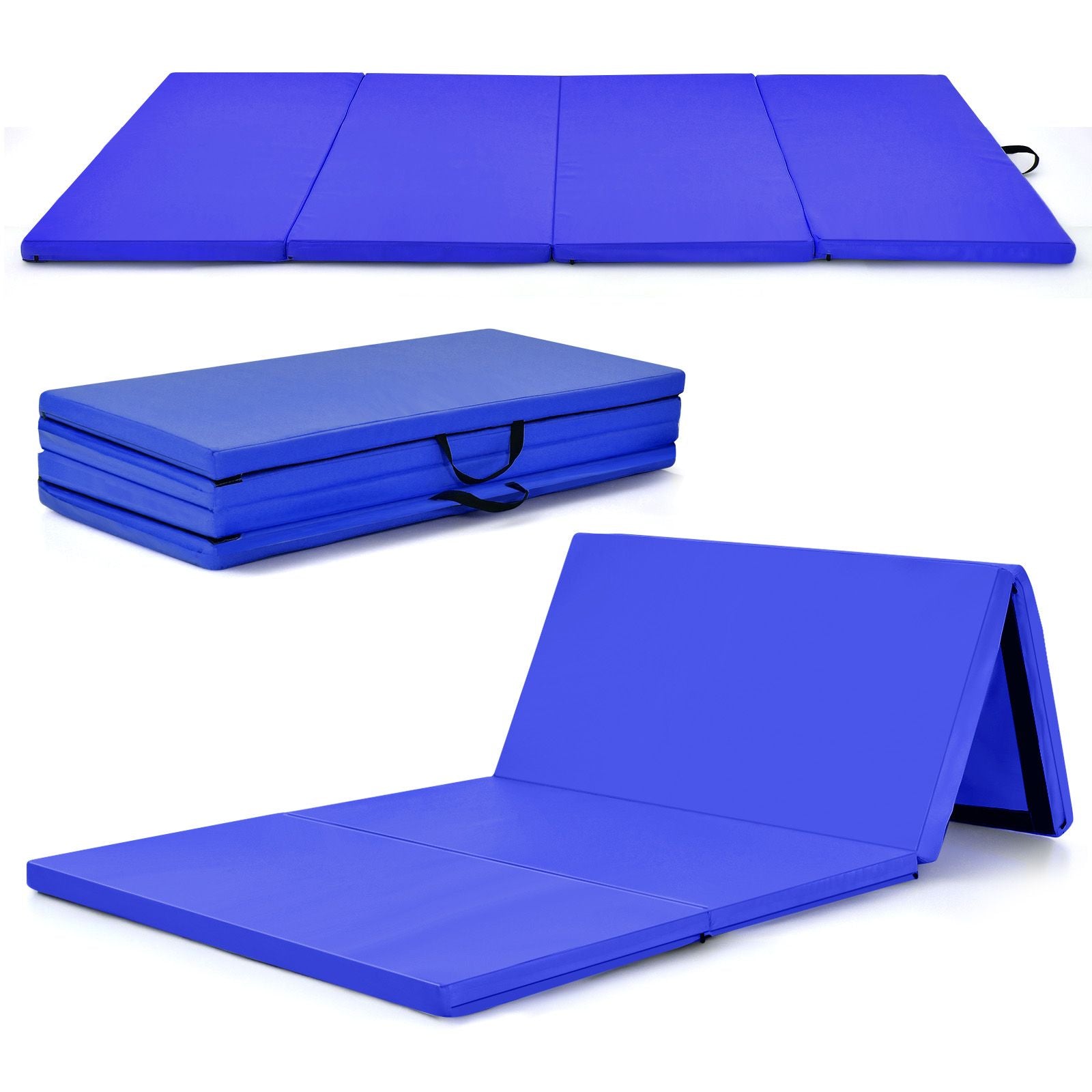 Folding Gymnastics Mat with Carry Handles Hook and Loop Fasteners
