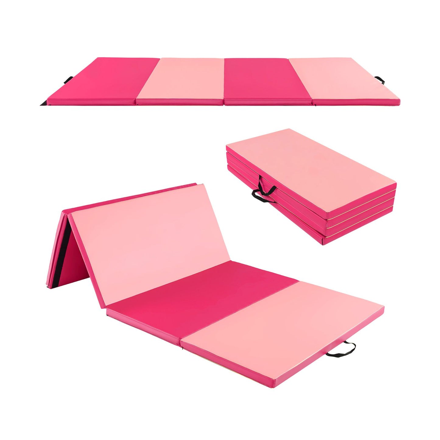 Folding Gymnastics Mat with Carry Handles Hook and Loop Fasteners