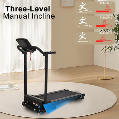 Electric Treadmill Folding Running Machine with 9% Incline Gym Home Motorized