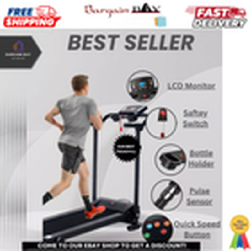 Electric Treadmill Folding Running Machine with 9% Incline Gym Home Motorized
