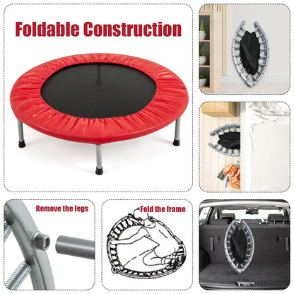 Foldable Mini Trampoline with Springs and Padded Cover
