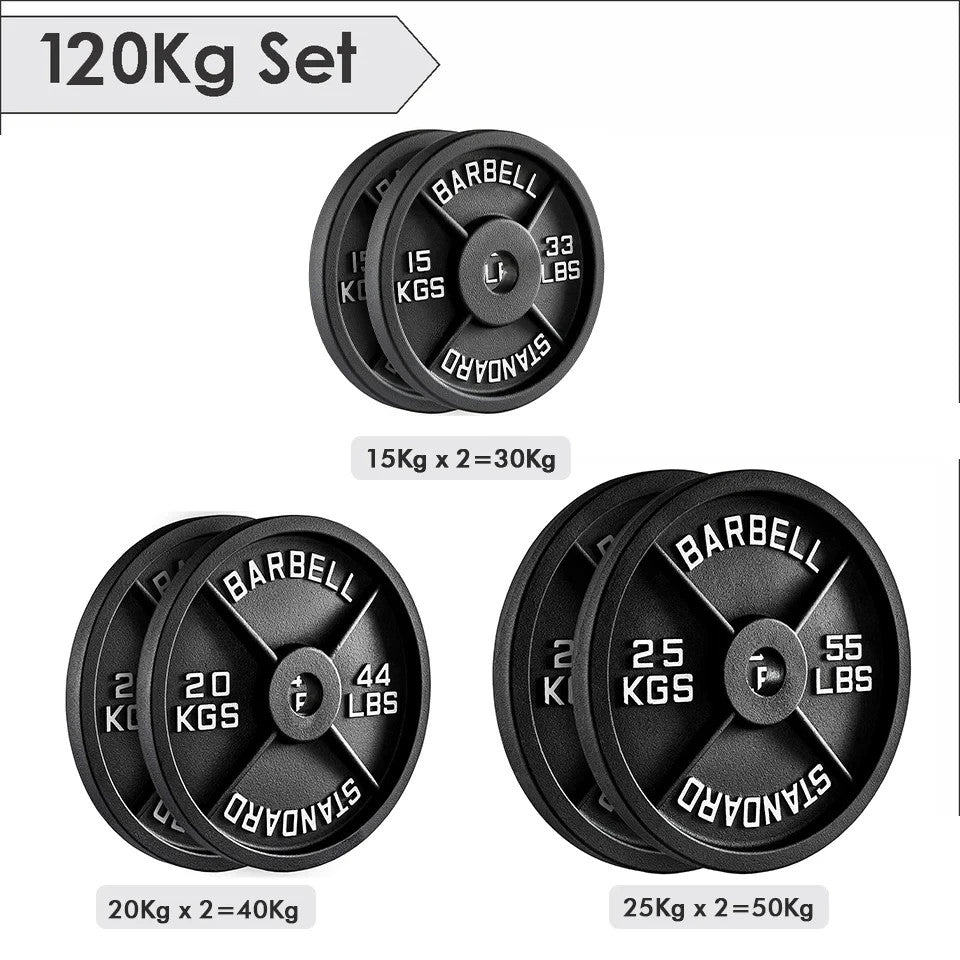 Cast Iron Weight Plates Set Pair 2" Hole Disc Dumbbell Olympic Barbell Weights