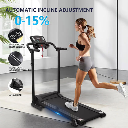 Electric Treadmill Folding Running Machine with 9% Incline Gym Home Motorized