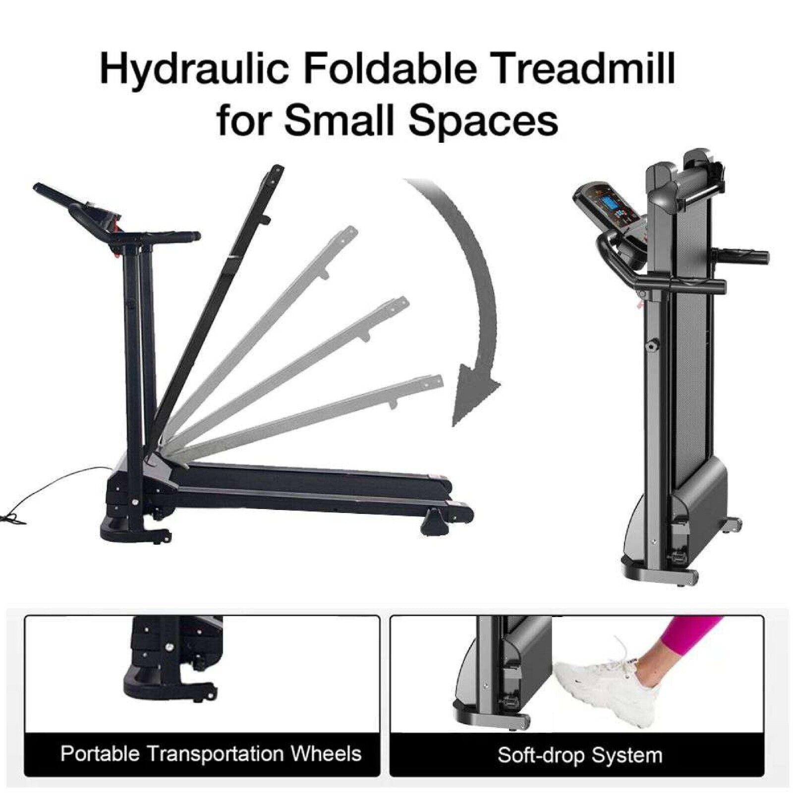 Running Treadmill Foldable Home Walking Electric Machine 9% Incline Gym Office