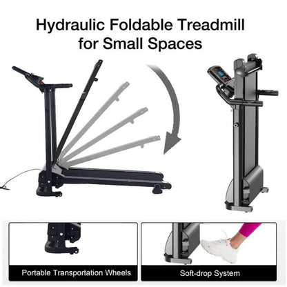 Running Treadmill Foldable Home Walking Electric Machine 9% Incline Gym Office