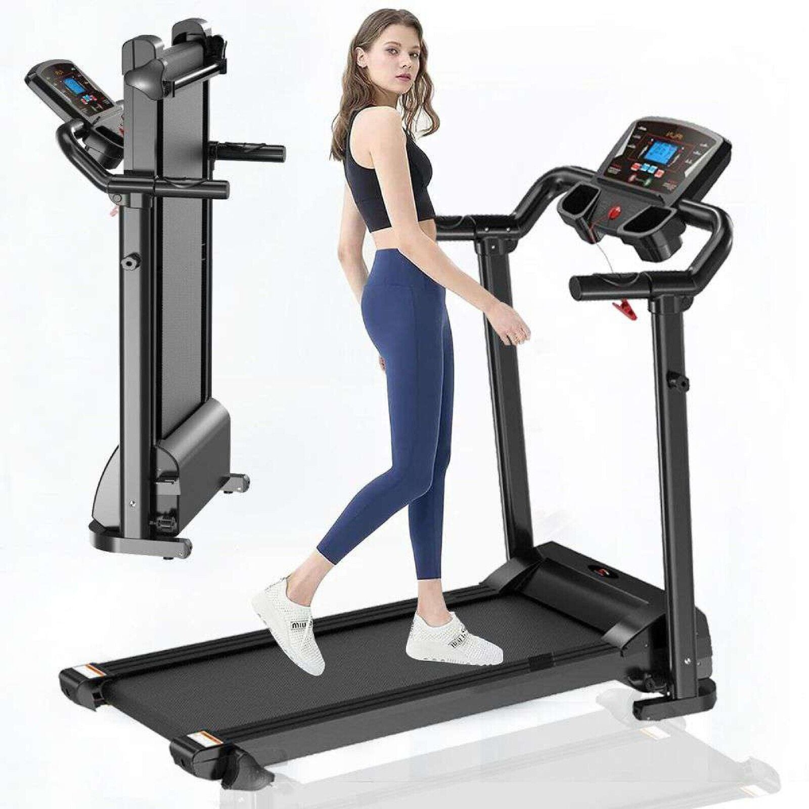 Running Treadmill Foldable Home Walking Electric Machine 9% Incline Gym Office