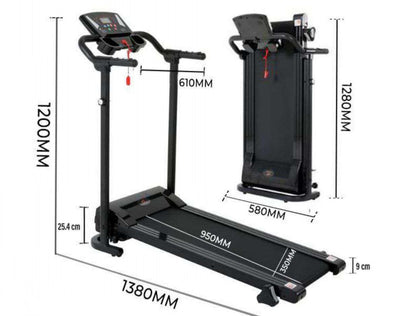 Electric Treadmill Folding Running Machine with 9% Incline Gym Home Motorized