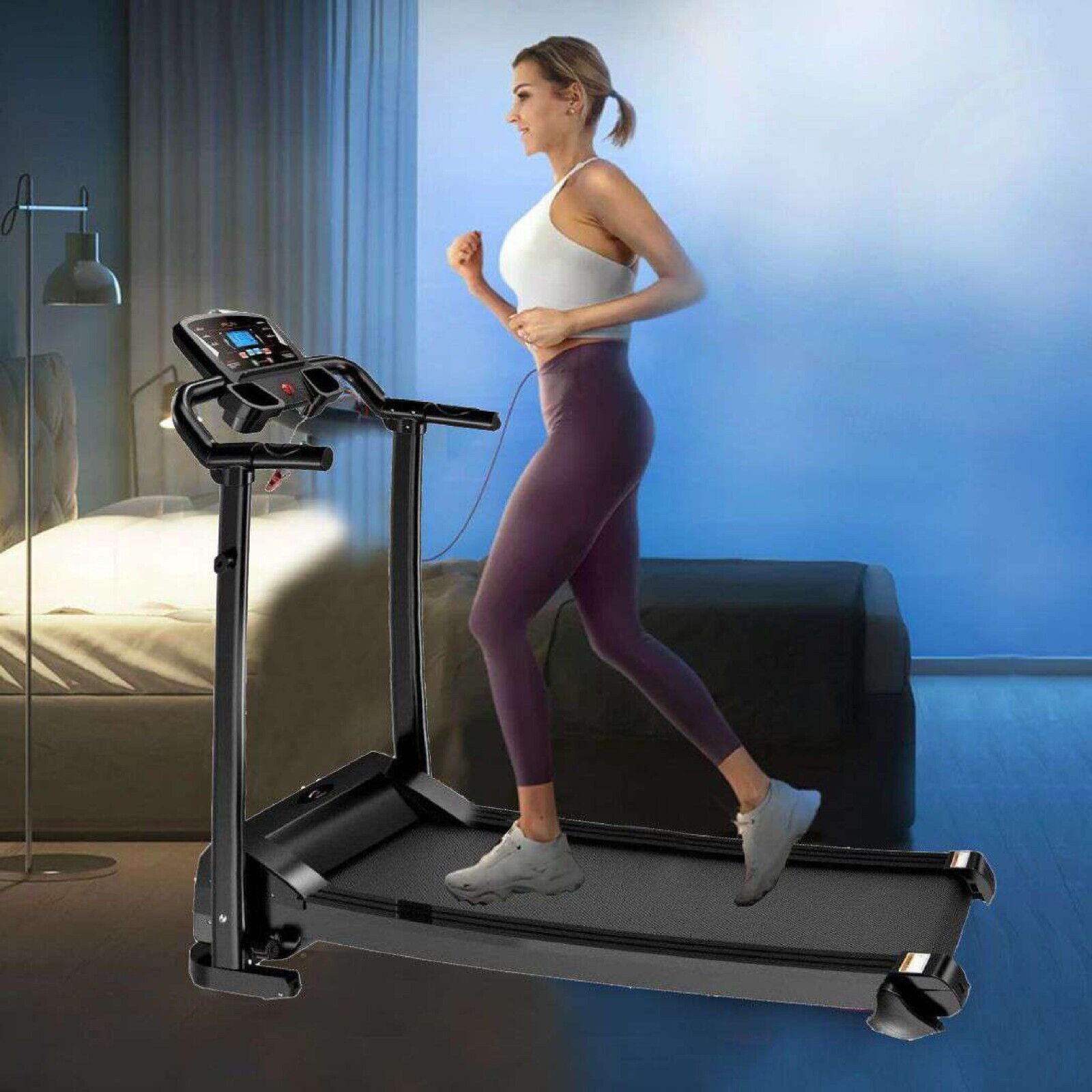 Running Treadmill Foldable Home Walking Electric Machine 9% Incline Gym Office