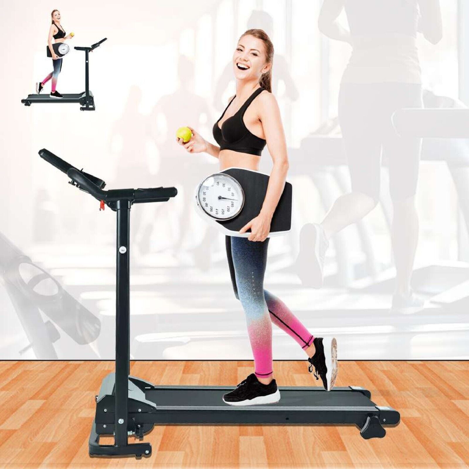 Running Treadmill Foldable Home Walking Electric Machine 9% Incline Gym Office