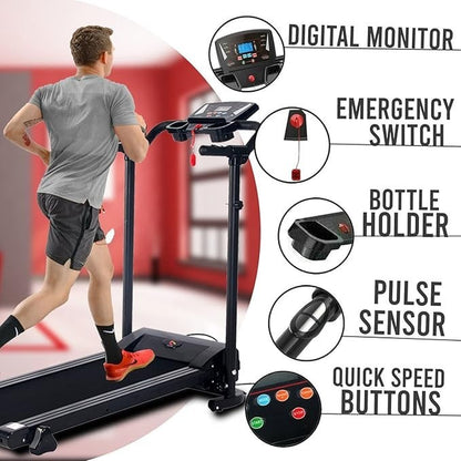 Electric Treadmill Folding Running Machine with 9% Incline Gym Home Motorized